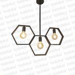 Colgante Metalico Negro Diseño Tipo Panal 3*E27 (54.842)(Liquidacion)
