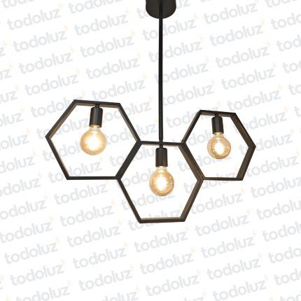 Colgante Metalico Negro Diseño Tipo Panal 3*E27 (54.842)(Liquidacion)